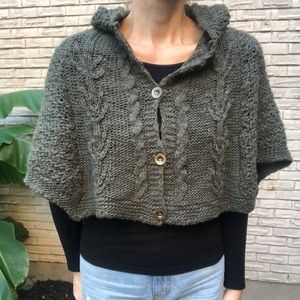 Berretti Button Sweater Cape with Hood
